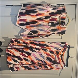 DKNY Multicolor Patterned Skirt Set